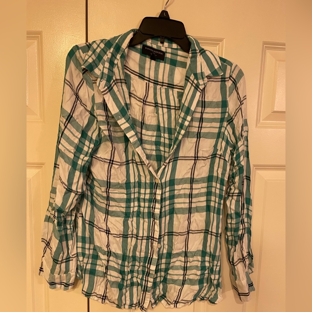 Banana Republic green plaid top